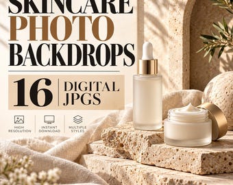 Neutrale achtergronden voor huidverzorgingsproducten voor productfotografie – 16 JPG's