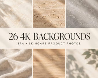 Skincare Product Photo Backdrops, Neutral Spa Bundle – 26 Files