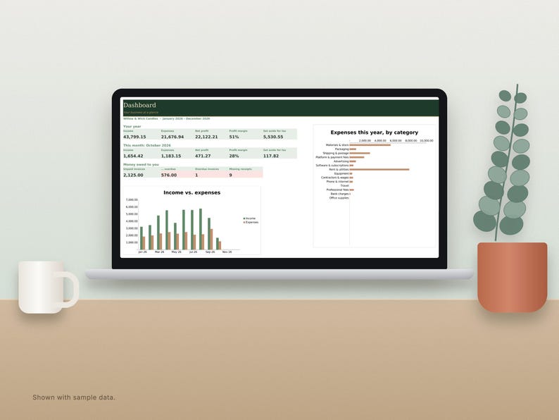Small Business Bookkeeping Spreadsheet for Excel and Sheets image 3