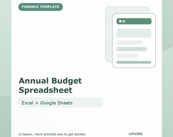 Annual Budget Spreadsheet for Excel and Google Sheets