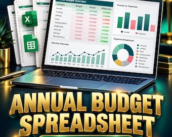Annual Budget Spreadsheet for Excel and Google Sheets