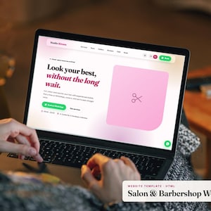 Elegante Website-Vorlage für Friseursalons, HTML-Landingpage für Barbershops und Spas (Digitaler Download)