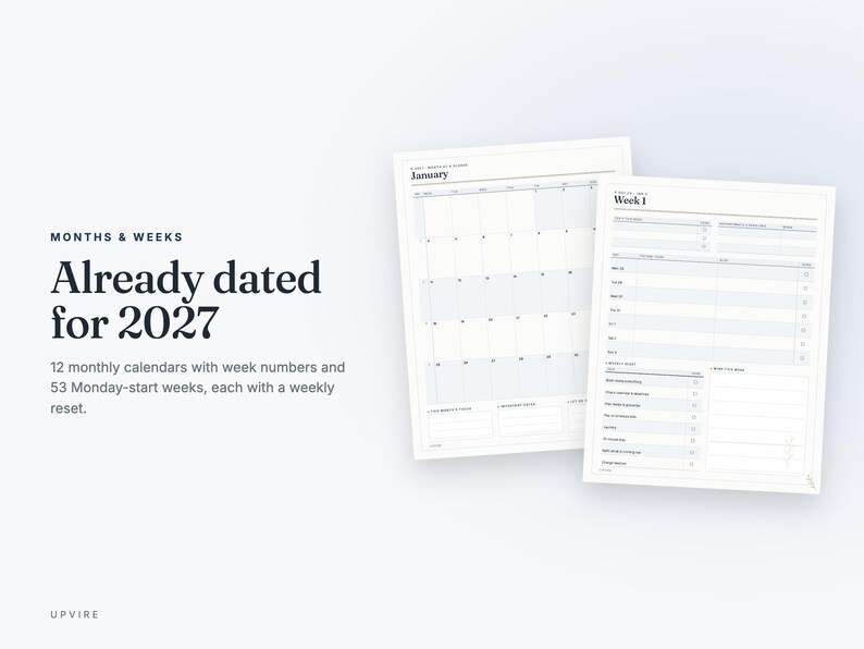 2027 ADHD Digital Planner for Goodnotes – Hyperlinked PDF 画像 5