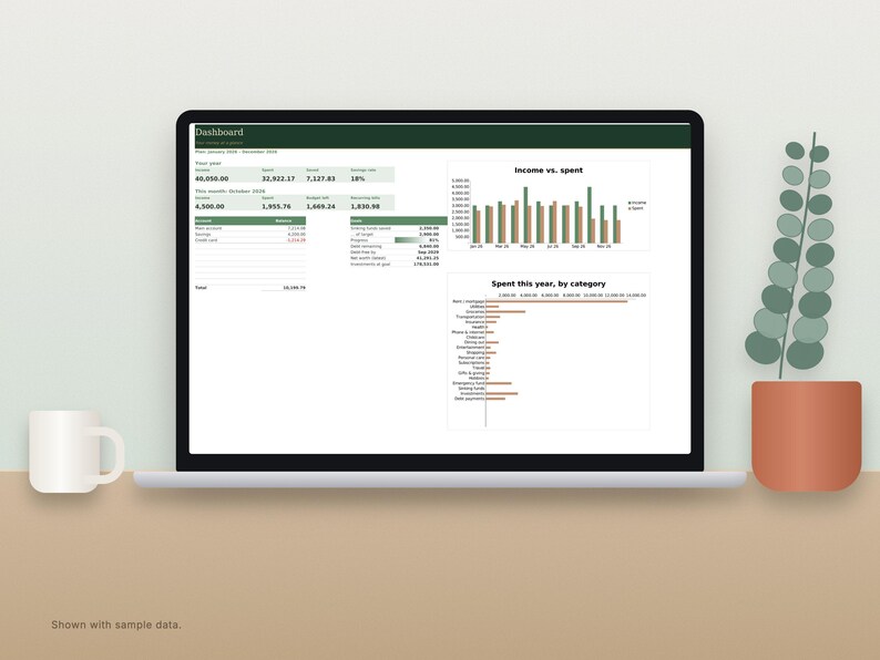 Annual Budget Spreadsheet for Excel and Google Sheets image 3