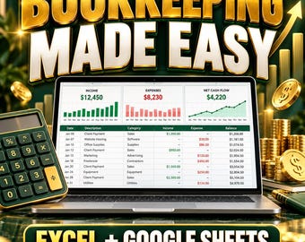 Small Business Bookkeeping Spreadsheet for Excel and Sheets