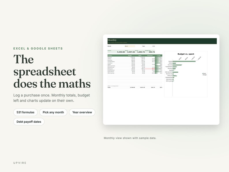 Undated Budget Planner Bundle with Printable PDF and Excel image 6