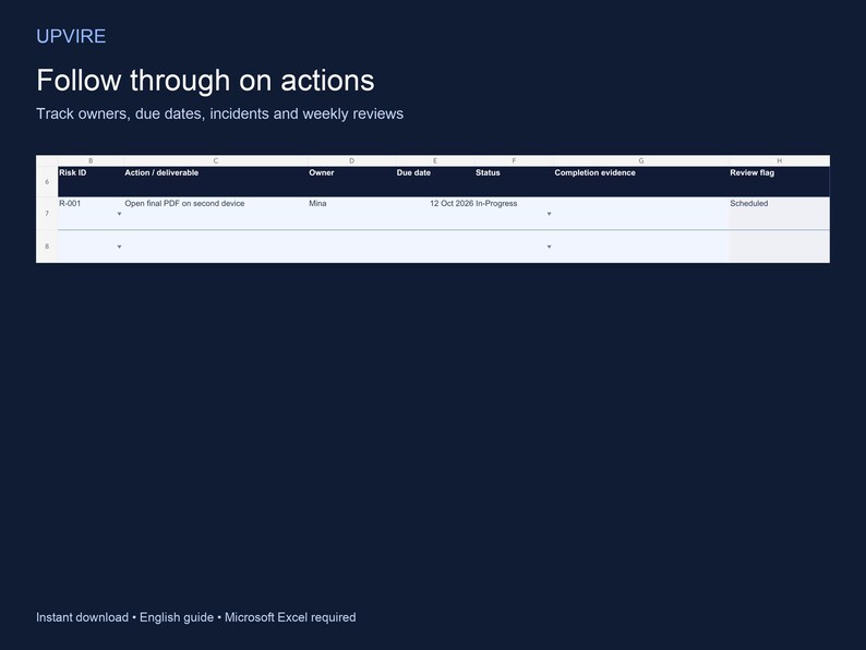 Freelancer Risk Management Template for Excel + PDF Guide image 4