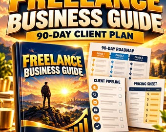 Freelance Business Guide with 90-Day Client Plan and Rate Sheets