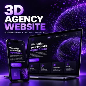 Szablon strony internetowej agencji cyfrowej z animowanym portfolio 3D