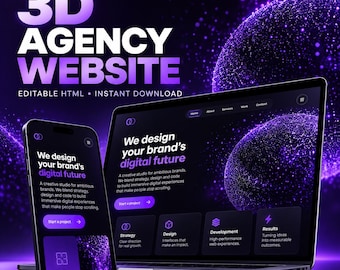 Digital Agency Website Template with Animated 3D Portfolio