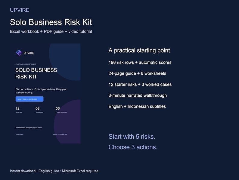 Freelancer Risk Management Template for Excel + PDF Guide image 2
