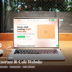 Restaurangwebbmall, HTML-meny, WhatsApp-beställningsknapp (digital nedladdning)