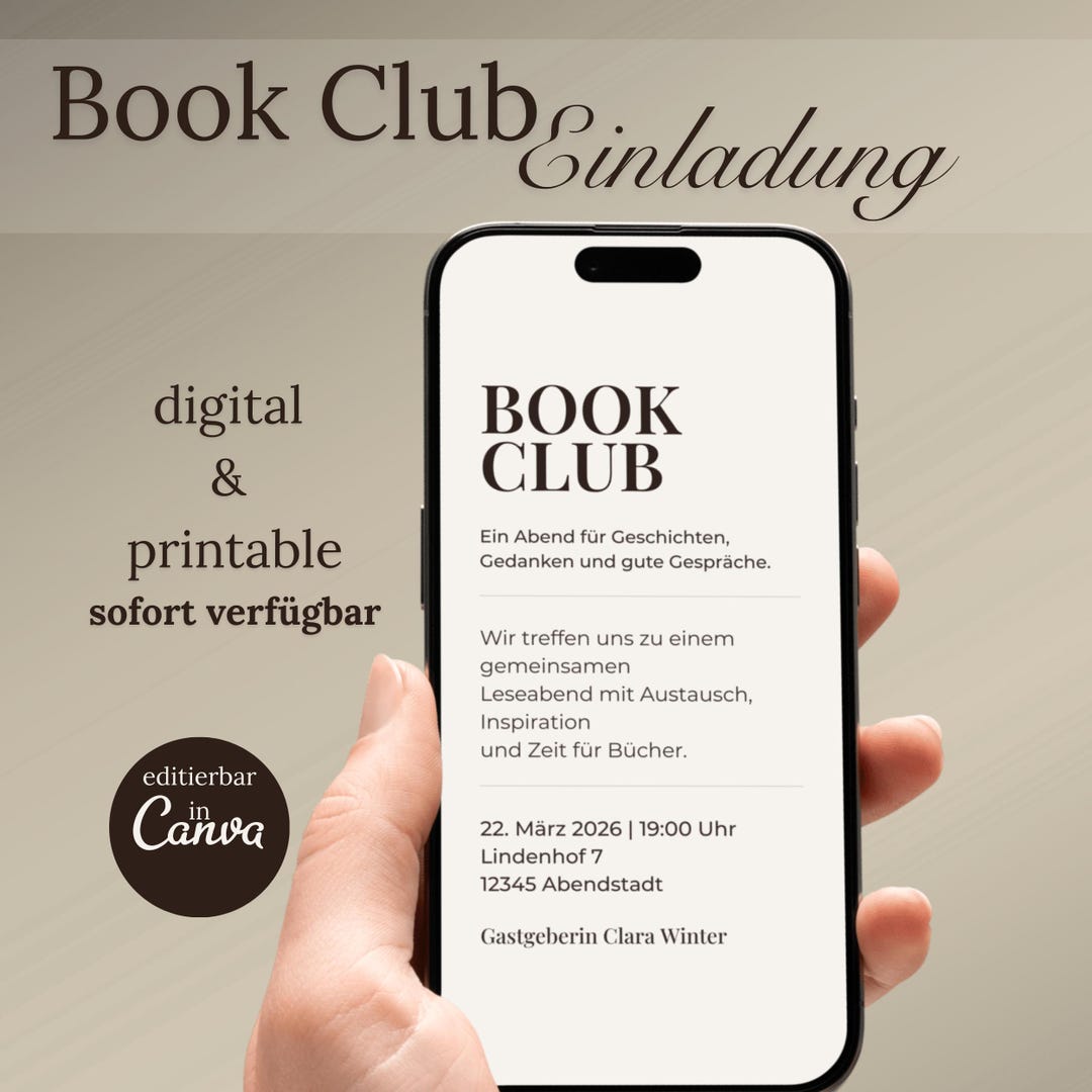 Book Club Invitation – Canva Template (digital & Printable ...