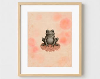 Frog on Doily – Printable Art | Fantaisies animales du Jardin Secret