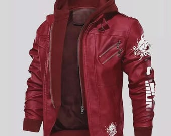 Abrigo de cuero samurái rojo – Cosplay de Cyberpunk 2077 y atuendo de Halloween