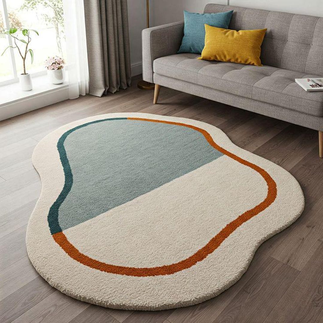 Hand Tufted Area Rug, Modern Geometric Kids Rugs, Abstract Bedroom ...