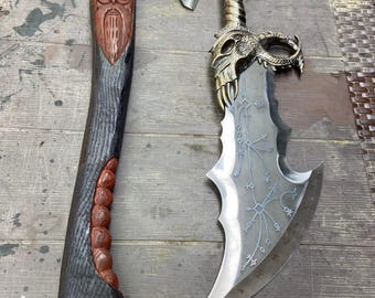 God of War Chaos Blade Handmade Stainless steel - Hand Craft Wooden Handle Viking Odin Axe