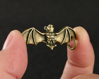Figura de murciélago de bronce – Mini estatua antigua de murciélago / Decoración de animal de cobre / Colección gótica