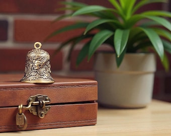 Campana de dragón de latón vintage: adorno colgante Feng Shui