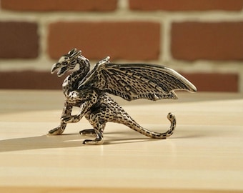 Estatua de pterosaurio de latón macizo, minidragón, adorno de escritorio, decoración Feng Shui