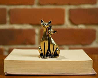 Mini figura de gato de latón: decoración de escritorio para pequeños animales