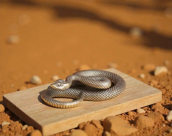 Figura de serpiente de bronce • Mini estatua de serpiente • Decoración simbólica de reptil • Pequeño tótem de escritorio para regalar
