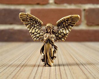 Figura de Cupido de Cobre • Mini Estatua de Ángel • Decoración de Amor de Latón • Adorno de Escritorio de Estilo Vintage