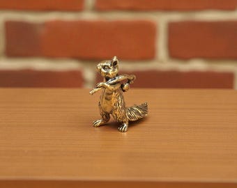 Figura de ardilla de bronce – Decoración de escritorio con animales en miniatura