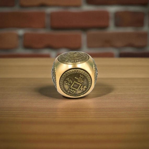 Feng Shui Brass Dice – Chinese Coin Cube | Lucky Prosperity Talisman | Antique Brass Decor