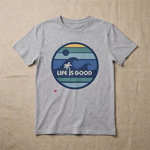 Life Is Good T Shirt, Positive Quote Tropical Graphic Tee, Palm Tree Ocean Circle Design Shirt, Feel Good Summer Top, Unisex Tshirt image 12