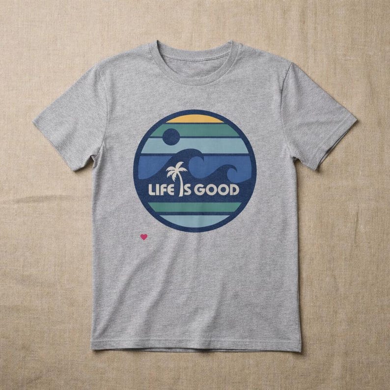 Life Is Good T Shirt, Positive Quote Tropical Graphic Tee, Palm Tree Ocean Circle Design Shirt, Feel Good Summer Top, Unisex Tshirt image 12