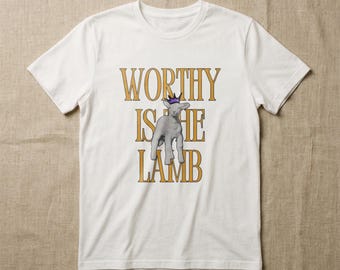 Worthy Is The Lamb T-Shirt, Cute Crown Lamb Graphic Tee, Faith Inspired Quote Shirt, Minimal Christian Design, Unisex Casual Top Tshirt