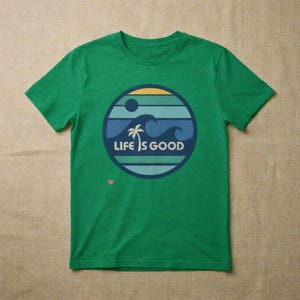 Life Is Good T Shirt, Positive Quote Tropical Graphic Tee, Palm Tree Ocean Circle Design Shirt, Feel Good Summer Top, Unisex Tshirt image 11