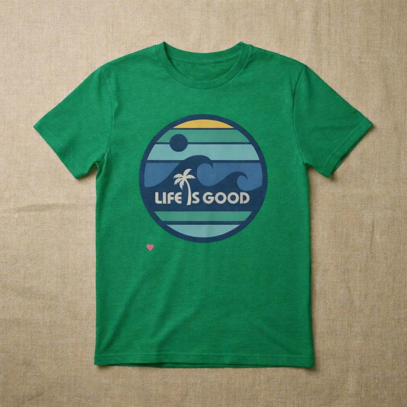 Life Is Good T Shirt, Positive Quote Tropical Graphic Tee, Palm Tree Ocean Circle Design Shirt, Feel Good Summer Top, Unisex Tshirt image 11