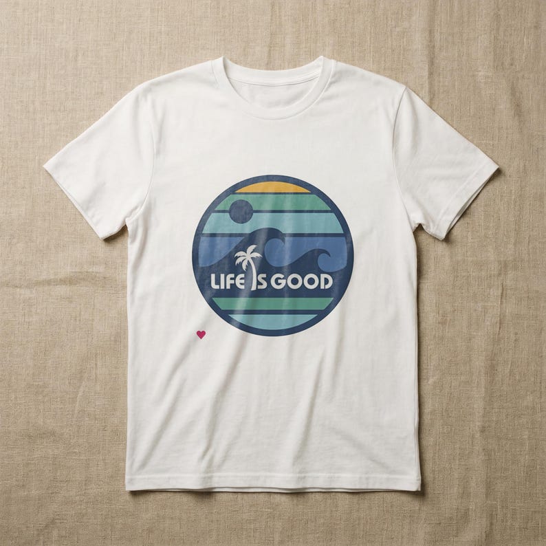 Life Is Good T Shirt, Positive Quote Tropical Graphic Tee, Palm Tree Ocean Circle Design Shirt, Feel Good Summer Top, Unisex Tshirt image 4