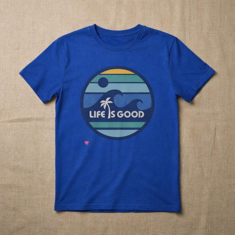 Life Is Good T Shirt, Positive Quote Tropical Graphic Tee, Palm Tree Ocean Circle Design Shirt, Feel Good Summer Top, Unisex Tshirt image 13