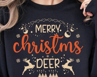 Camisa navideña de ciervo, regalo familiar de Navidad, ropa cómoda para el invierno.