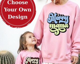 Sudaderas personalizadas Merry Mama Merry Mini, conjuntos navideños familiares a juego, regalo para mamá
