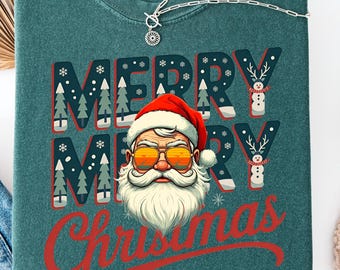 Comfort Colors® Merry Christmas, Retro Christmas Santa Shirts and Sweatshirts