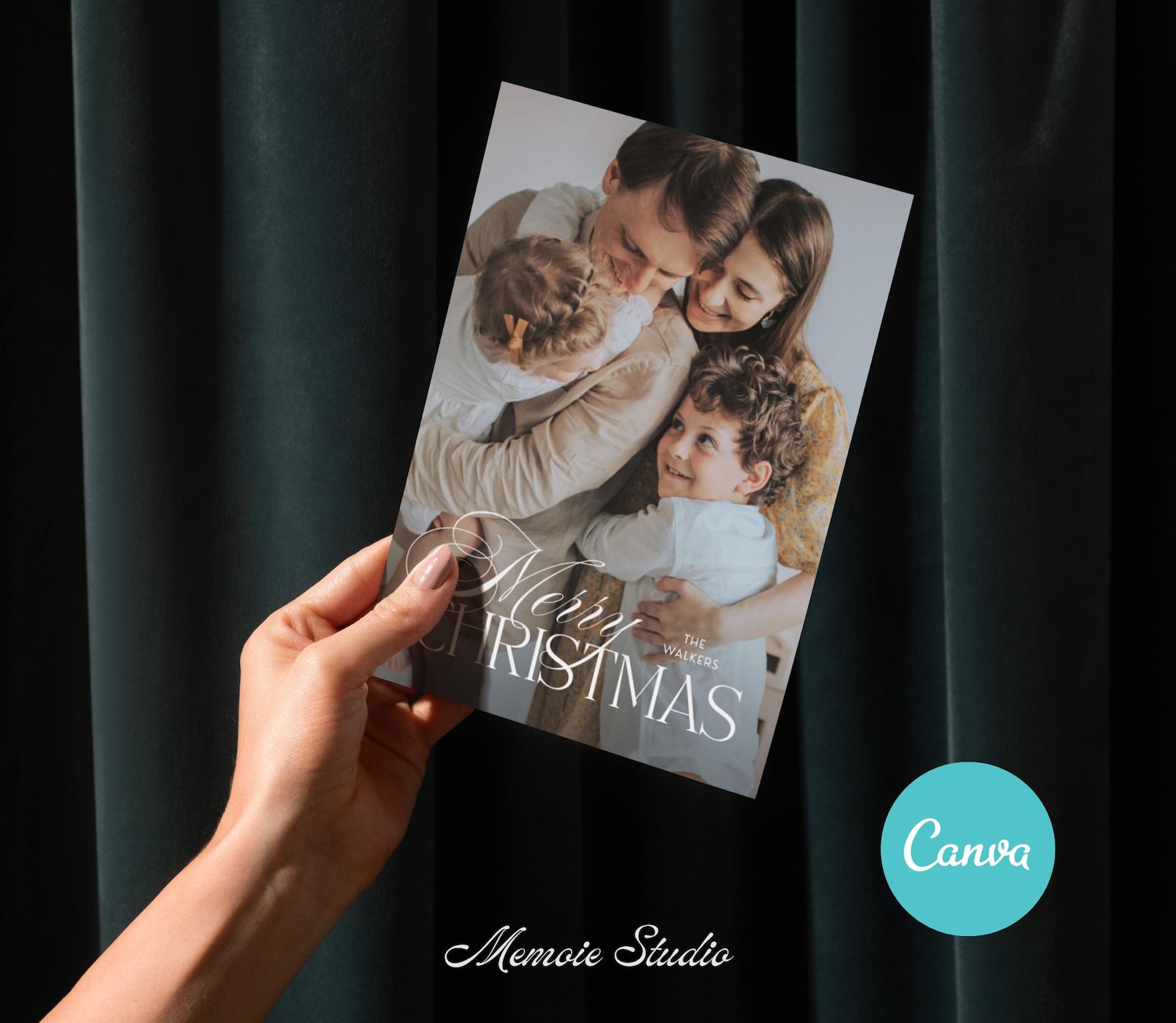 Classic Elegant Full Photo Christmas Card Template | Editable Canva ...