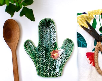 Cactus Succulent Spoon Rest - Saguaro Cactus - Jewelry Tray Soap Dish - Modern Southwest Home Decor - READY TO SHIP