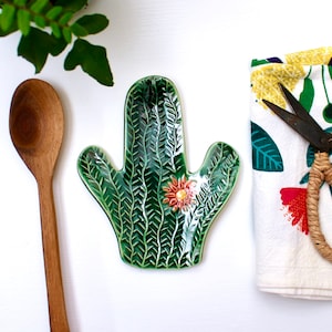 Saguaro Cactus Spoon Rest - Jewelry Tray Soap Dish - Modern Southwest Home Decor - READY TO SHIP