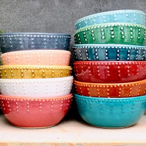 Pottery Soup Bowl - Colorful Ramen Bowl - Modern Farmhouse Handmade Stoneware Dinnerware - READY TO SHIP