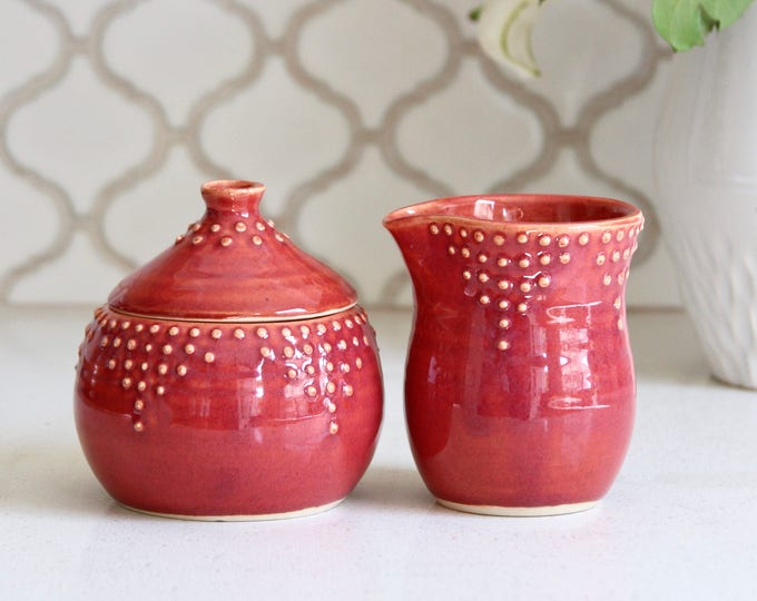 Sugar and Creamer Set Modern Geometric Dot Design 16 Color Etsy