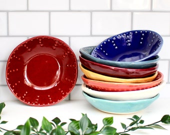Colorful Handmade Pottery Bowls - Dinner Bowl - Modern Farmhouse Kitchen - READY TO SHIP