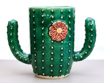 Cactus Mug - Succulent Cup - Coffee Tea Cup - As Seen on Etsy Commercial & Guess That Gift - Handmade Ceramic Pottery - READY TO SHIP