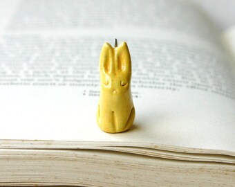 Miniature Rabbit Porcelain Charm - Light Yellow - READY TO SHIP