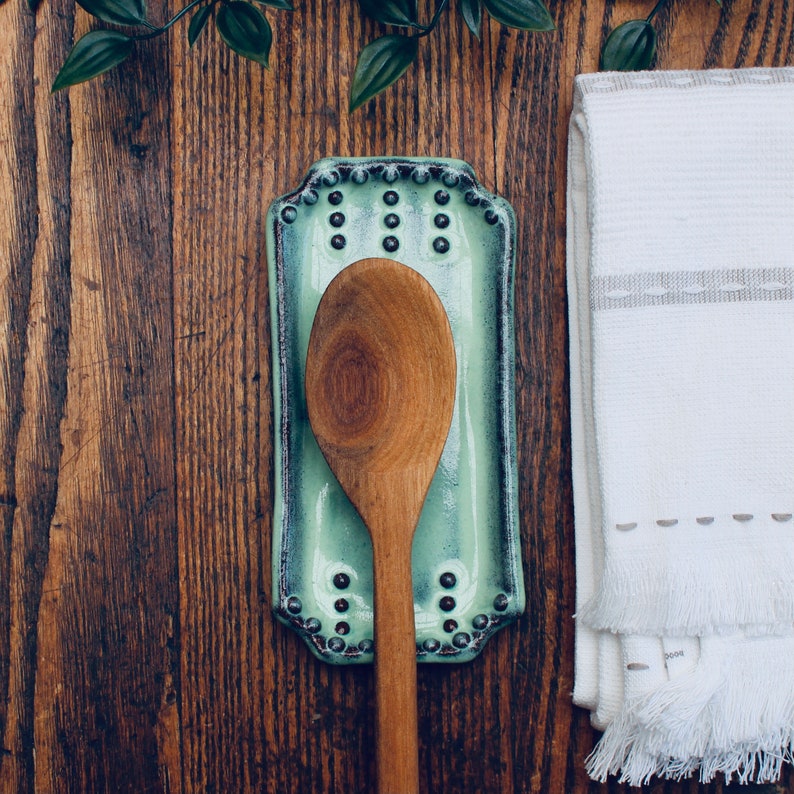 Rustic Spoon Rest in Aqua Mist Soap Dish Jewelry Tray Etsy