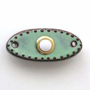 Doorbell Tile Plate Cover Small Oval with Standard Button Rustic Aqua Mist Handmade Modern Home Decor image 3