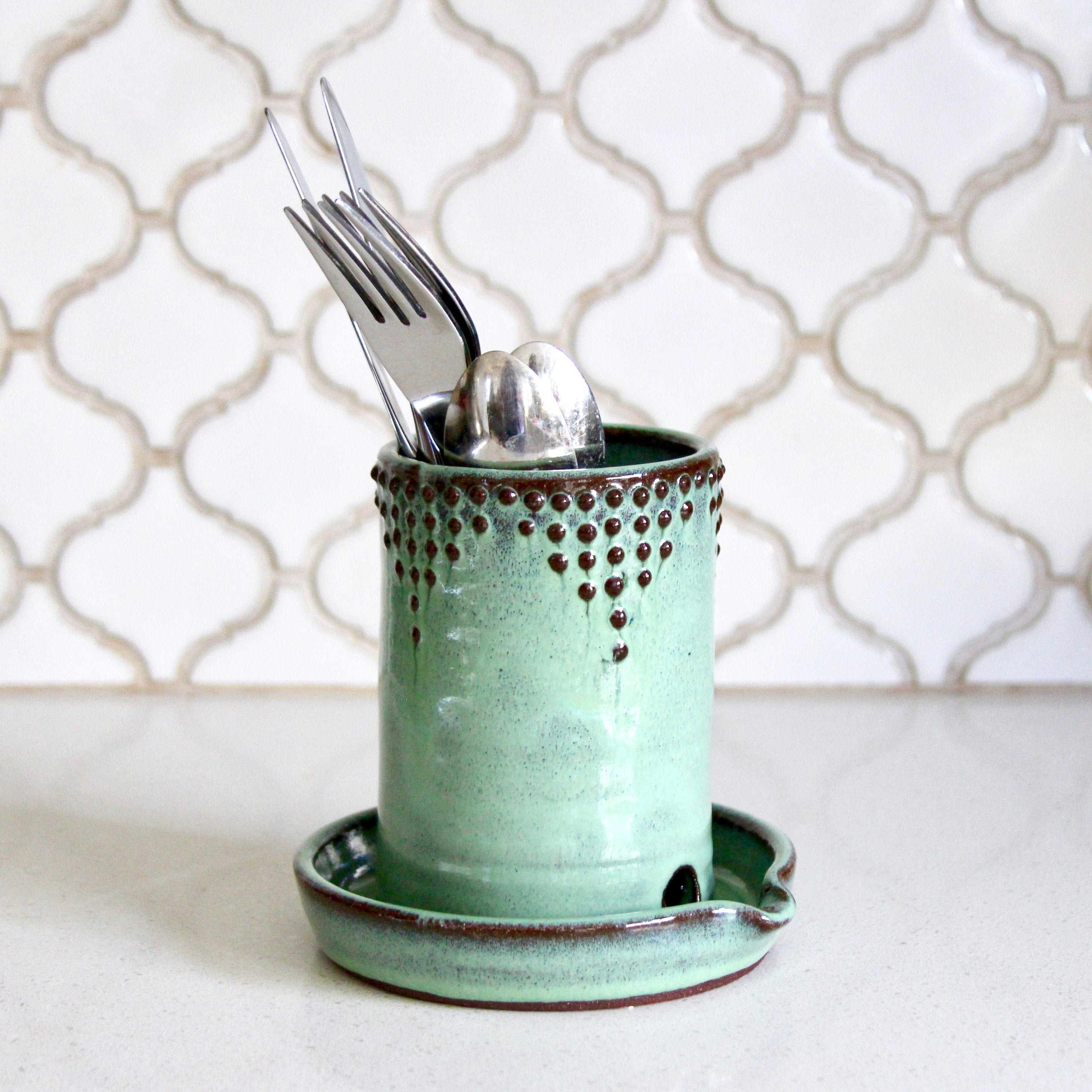 Ceramic cutlery drainer hot sale